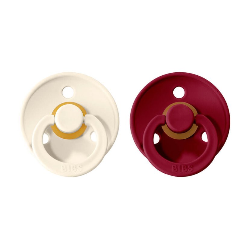 Dudlíky z přírodního kaučuku kulaté, 2 ks - velikost 2 BIBS - Barva: White + Dark Oak
