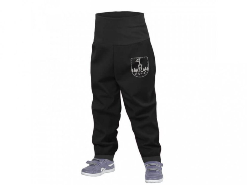Batolecí softshellové kalhoty bez zateplení Černá Unuo - Velikost: 86/92 SLIM, Varianta: Šedý náplet