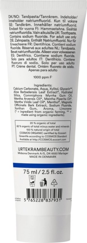 Zubní pasta máta s fluorem 75 ml BIO URTEKRAM