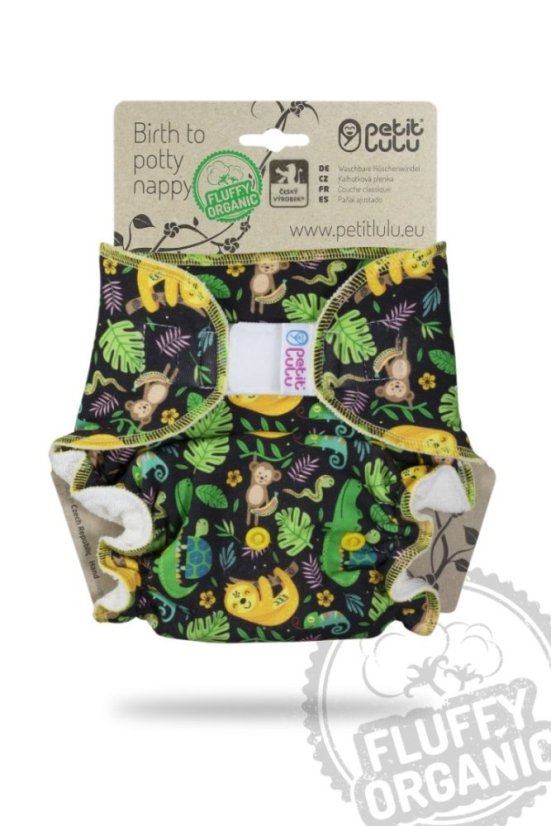 Kalhotková plena Fluffy suchý zip Petit Lulu - Varianta: Noc v pralese