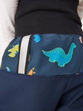 Batolecí softshellové kalhoty s fleecem Basic, Tm. modročerná, Dinosauři Unuo