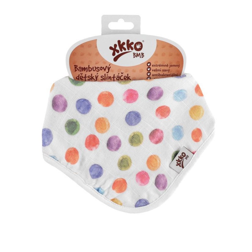 Bambusový slintáček/šátek se vzory XKKO - Barva: Watercolour Polka Dots