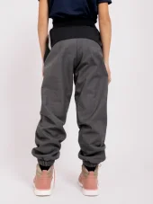 Dětské softshellové kalhoty s beránkem Light, Černá žíhaná Unuo