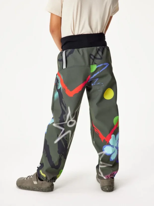 Dětské softshellové kalhoty s fleecem Basic, Khaki, Fantazie Unuo
