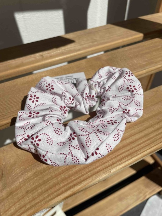 Gumička do vlasů - folklorní - Varianta: Bílá s kytičkami