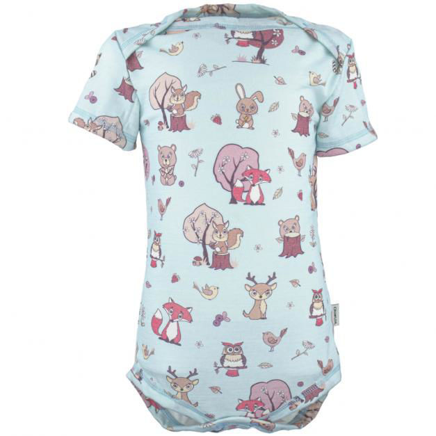 Merino tenké  body krátký rukáv se vzory Crawler