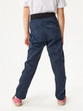 Dětské softshellové kalhoty bez zateplení Pružné Sporty, Tm. Modročerná, 104/110 Unuo