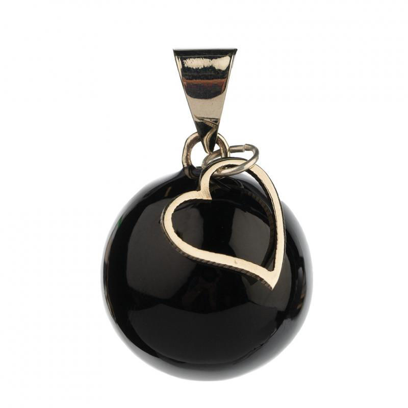 Těhotenský šperk Bola black with heart charm BABYLONIA