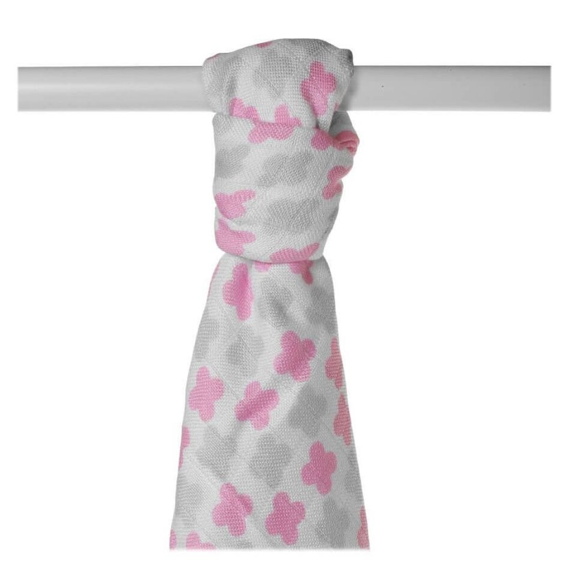 Bambusová osuška se vzory pro dívky 90x100cm XKKO - Barva: Baby Pink Cross