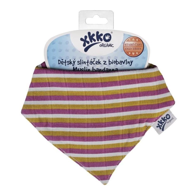 Dětský slintáček/šátek Organic Staré časy se vzorem XKKO