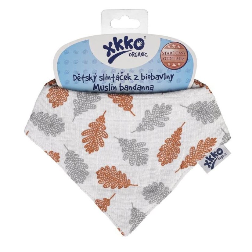 Dětský slintáček/šátek Organic Staré časy se vzorem XKKO