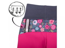 Dětské softshellové kalhoty bez zateplení Fuchsiová květinky Unuo