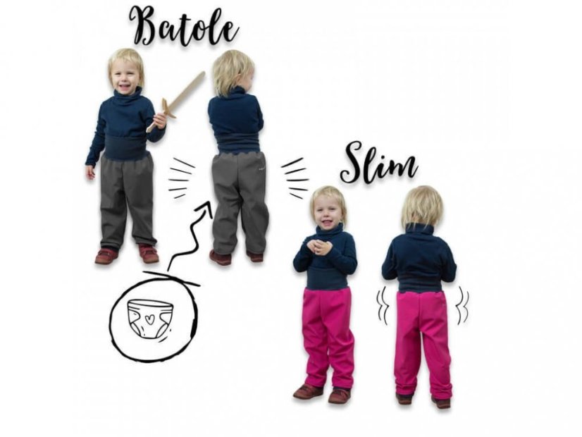 Batolecí softshellové kalhoty s fleecem Fuchsiová květinky Unuo - Velikost: 98/104 SLIM