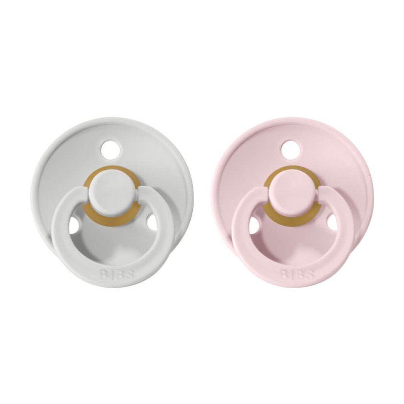 Dudlíky z přírodního kaučuku kulaté, 2 ks - velikost 2 BIBS - Barva: White + Dark Oak