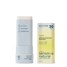 100% minerální ochranná tyčinka na obličej a rty SPF 30, citlivá a atopická pokožka 20 g ATTITUDE