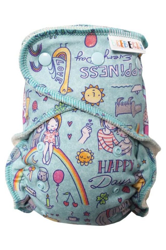 BIO Kalhotková plena s GOTS vel.M (6-15 kg) na patentky Breberky - Barva: Štěstí