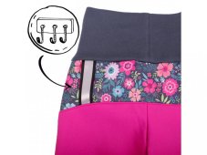 Batolecí softshellové kalhoty bez zateplení Fuchsiová květinky Unuo