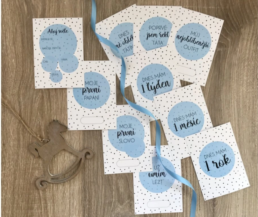 Milníkové kartičky pro miminko - POLKA DOT MINT Zuza Design
