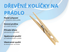 Dřevěné kolíčky na prádlo 24 kusů EcoXzone