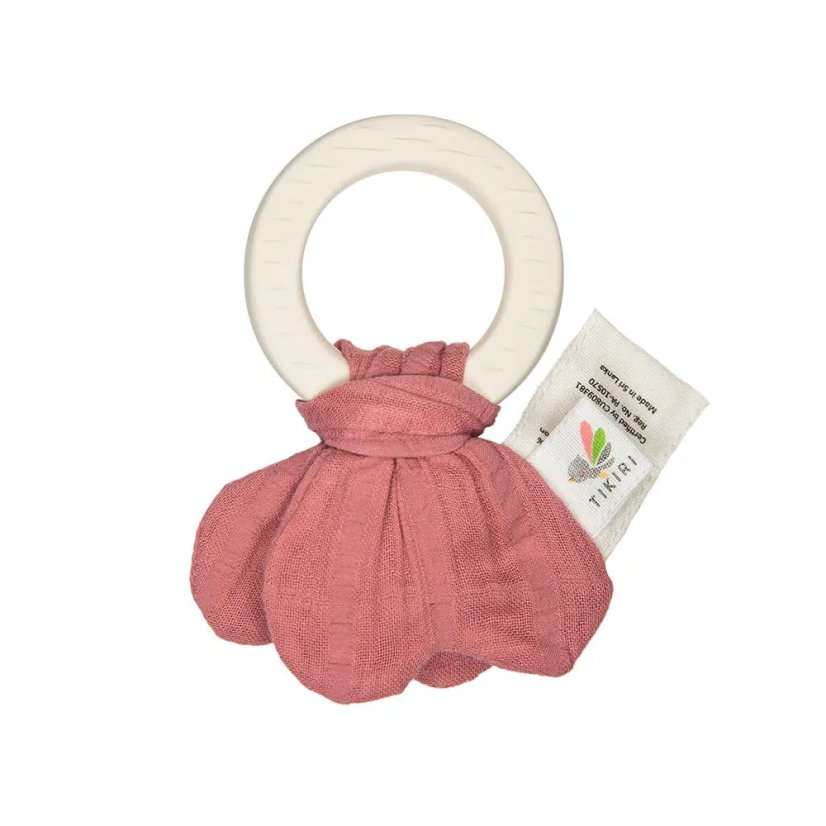 Kousátko z přírodního kaučuku a bio bavlny Tikiri - Barva: Dusty Pink