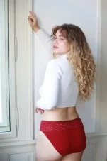 Menstruační kalhotky MODAL Klasické s krajkou bordó Sayu