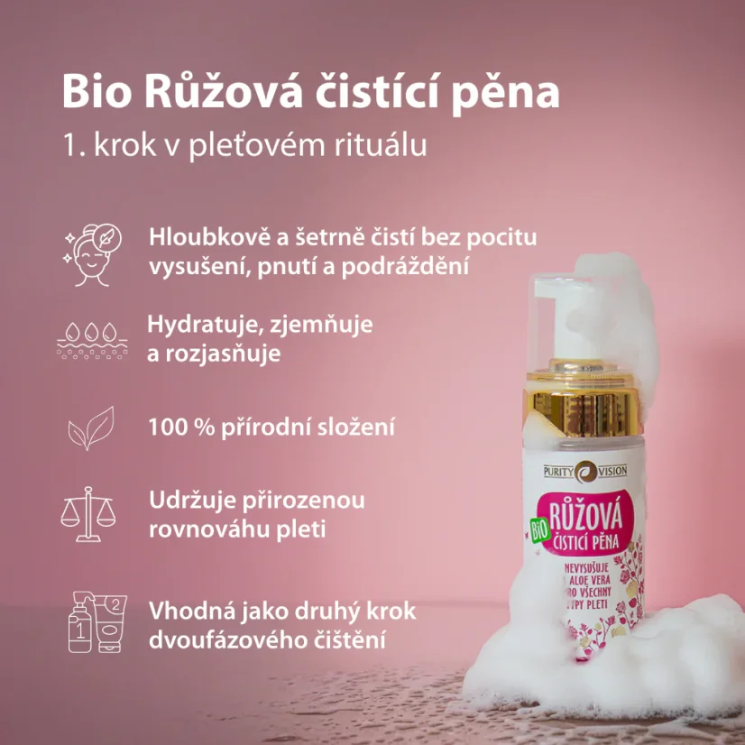 Bio Růžová čistící pěna 90 ml Purity Vision