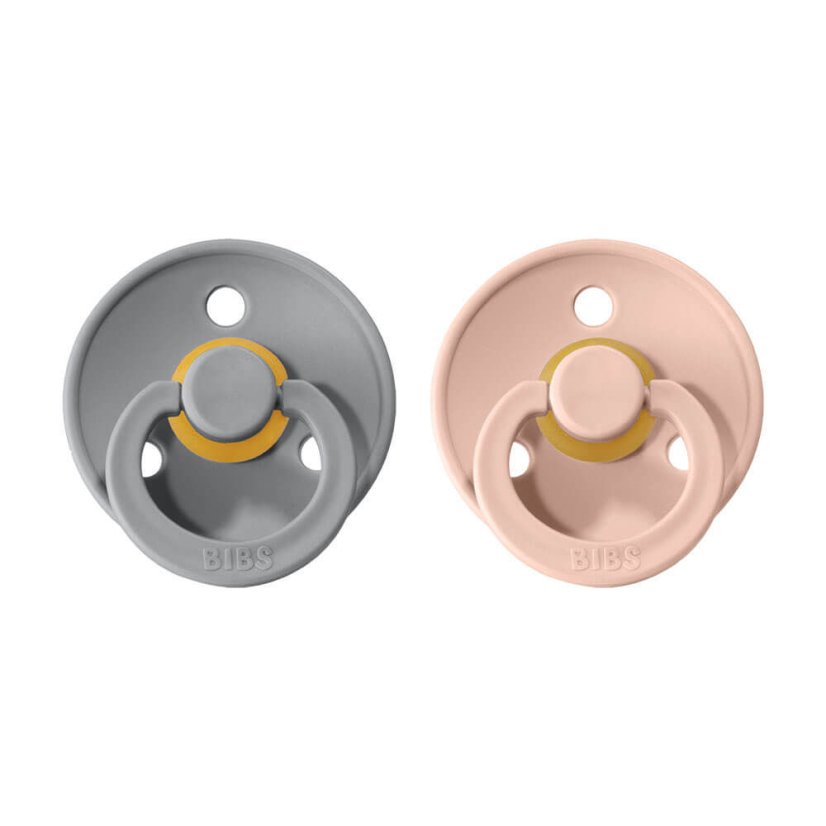 Dudlíky z přírodního kaučuku kulaté, 2 ks - velikost 2 BIBS - Barva: White + Dark Oak