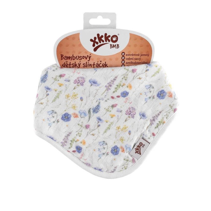 Bambusový slintáček/šátek se vzory pro dívky XKKO - Barva: Blue Wild Flowers