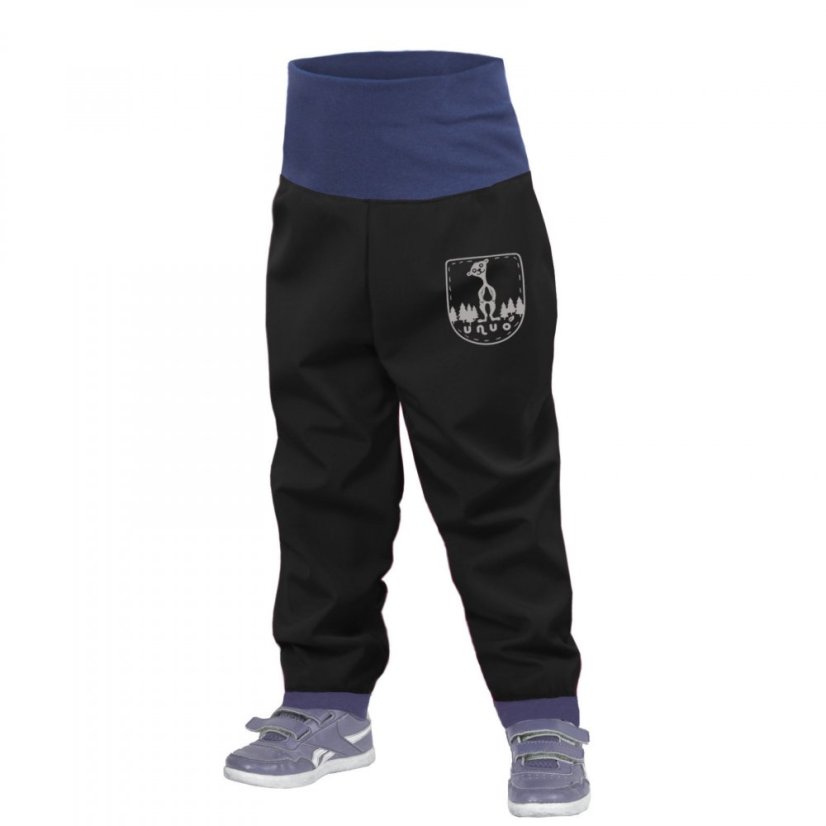 Batolecí softshellové kalhoty bez zateplení Černá Unuo - Velikost: 86/92 SLIM, Varianta: Šedý náplet