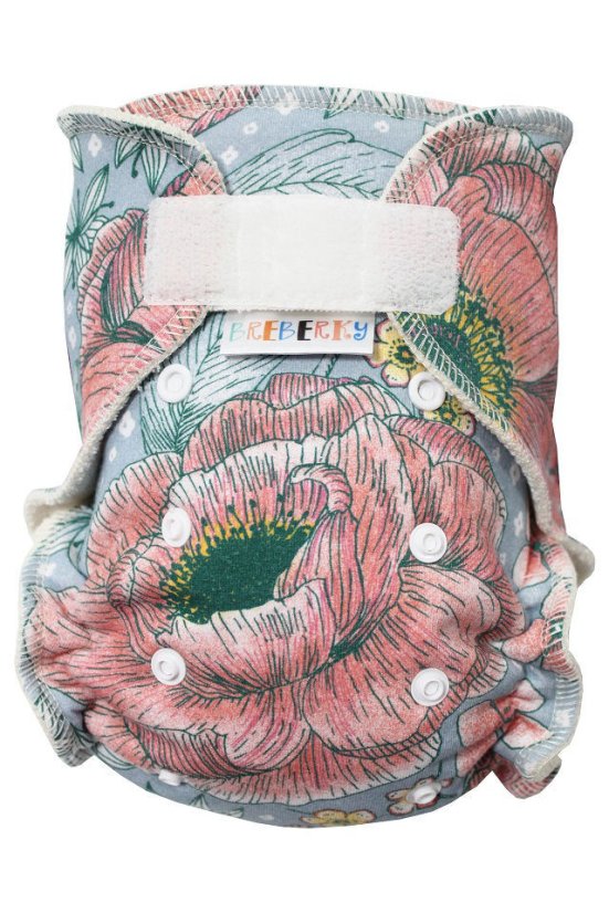 BIO Kalhotková plena s GOTS vel.M (6-15 kg) na suchý zip Breberky - Barva: Divoký mák