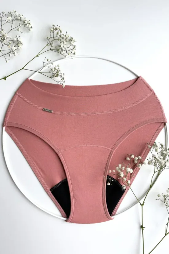 Menstruační kalhotky MODAL Růžové latte s lemem Sayu - Velikost: 36