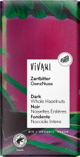 Hořká čokoláda s lískovým ořechem 100 g VIVANI